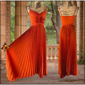 Petal & Pup Naira Pleated Maxi Dress Sunset Orange